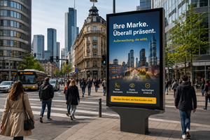 Außenwerbung in einer belebten Stadt  Symbolbild