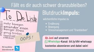 Digitale BlutdruckImpulse rund um Ernährung, Bewegung und Stressmanagement  Copyright: Deutsche Hochdruckliga