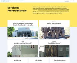 Screenshot der Sammlung "Sorbische Kulturdenkmale" im sorabistischen Wissensportal SORABICON des Sorbischen Instituts (2026) Quelle: Repro Sorbisches Institut