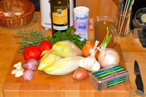 GESCHMORTE BRÜSSELER SPITZEN MIT TOMATEN  CHICOREE  ENDIVES BELGES