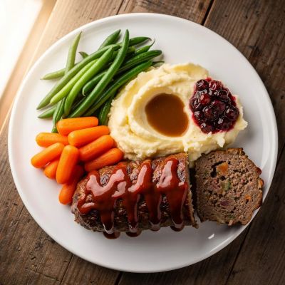 Hackbraten garniert mit Shutterrstock generiertes KI Bild