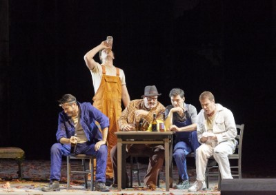 Clemens Unterreiner als Starveling William Thomas als Snug Wolfgang Bankl als Quince Thomas Ebenstein als Snout Benjamin Hulett als Flute Foto Michael Pöhn Wiener Staatsoper