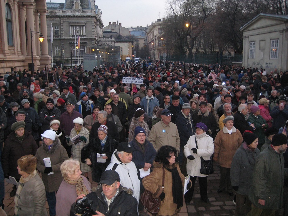 Demonstration für das Klubrádió