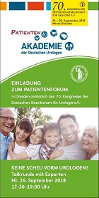 Patientenforum in Dresden: 26. September 2018 in der Aula des Forschungszentrums für regenerative Therapien Dresden (CRTD) von 17.30 bis 19 Uhr  DGU