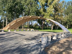 Brettrippenkonstruktion: das Zollingerdach.  Foto: FLEX@HTWK Leipzig/Alexander Stahr