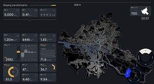 Die Simulation bildet die Mobilität der Hamburger Bevölkerung sowie aller Besucherinnen und Besucher im Wochenverlauf ab. (ausführliche Bidlunterschrift am Ende des Textes; Abb.: MOIA Simulation)  MOIA Simulation