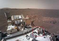 Technologie des Fraunhofer IST auf dem Mars: Der Interferenzfilter ist Bestandteil eines optischen Sensors zur Staubcharakterisierung im »Mars Environmental Dynamics Analyzer«, kurz MEDA.  Courtesy NASA/JPL-Caltech