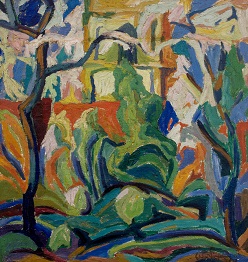 Eberhard Viegener  Blühender Garten mit Pauliturm, 1918
