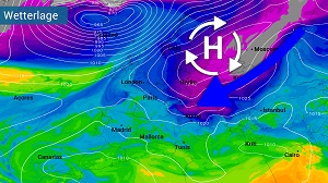 Aktuelle Wetterlage: Ein Hoch über dem Baltikum führt trockene Polarluft nach Mitteleuropa. Quelle: WetterOnline