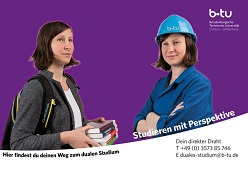 Banner für das duale Studium der BTU mit Kontaktdaten.  © BTU Cottbus - Senftenberg, Duales Studium