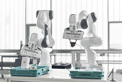 Durch gemeinsames, aber räumlich getrenntes und datensicheres Training lernen autonome Greifroboter an unterschiedlichen Standorten voneinander. (Foto: Amadeus Bramsiepe, KIT)