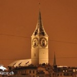 Kirche Sankt Peter, Zürich, im Abendlicht