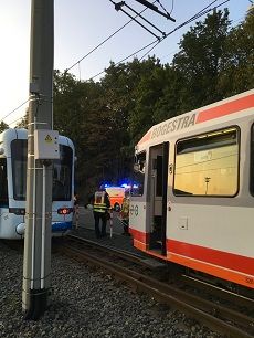 Entgleiste Straßenbahnen Foto Feuerwehr Bochum