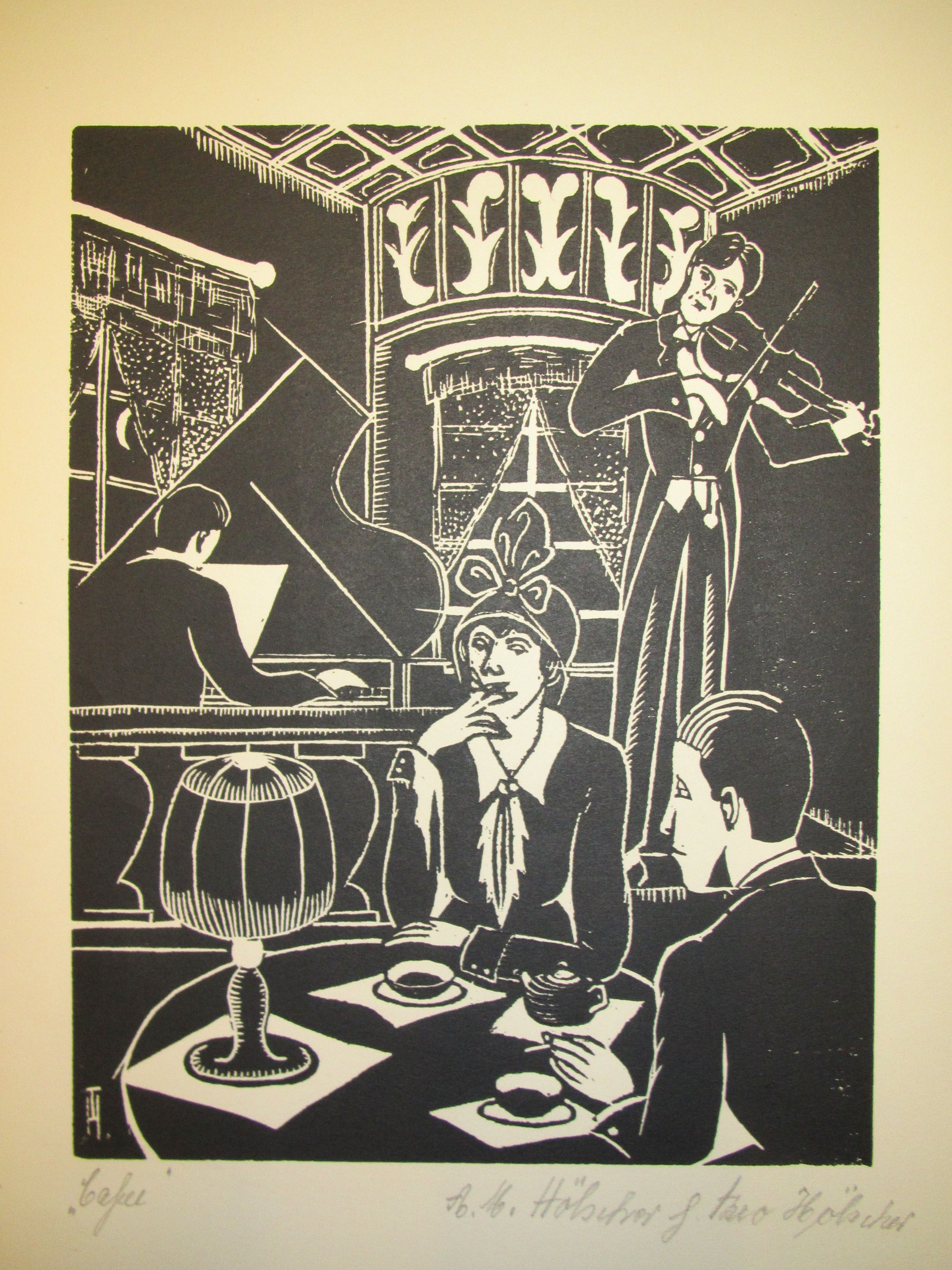 Cafe Coso in Hamm Holzschnitt Hölscher Theo