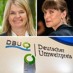 Auszeichnung: Holzbau-Pionierin Dagmar Fritz-Kramer (links) und Klimaforscherin Friederike Otto erhalten dieses Jahr den Deutschen Umweltpreis der DBU.  © Baufritz | © guy@strikingfaces