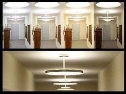 An die Tages- und Nachtzeit angepasster Lichtverlauf (zirkadianes Licht).  Fraunhofer UMSICHT