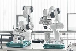 Durch gemeinsames, aber räumlich getrenntes und datensicheres Training lernen autonome Greifroboter an unterschiedlichen Standorten voneinander. (Foto: Amadeus Bramsiepe, KIT)