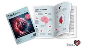 Die aktuelle Ausgabe der Herzstiftungs-Zeitschrift HERZ heute widmet sich den Wechselwirkungen von Herz und Hirn unter dem Titel „Ein unerwartet dynamsiches Duo“.  Copyright: Deutsche Herzstiftung